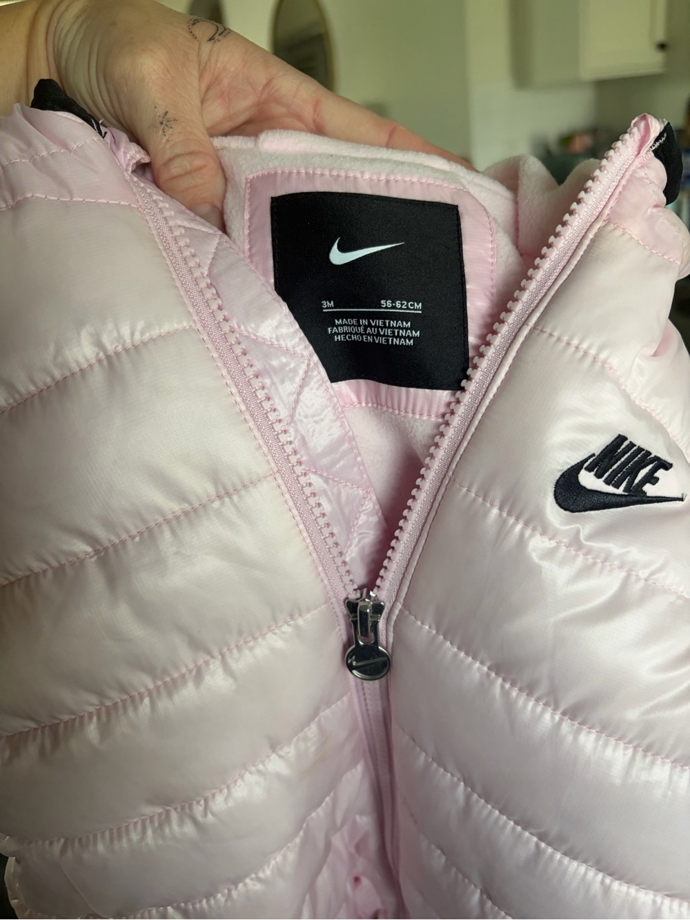 Pearly pink Nike snow/cold weather suit!